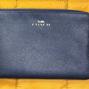 Coach Navy Leather Wristlet